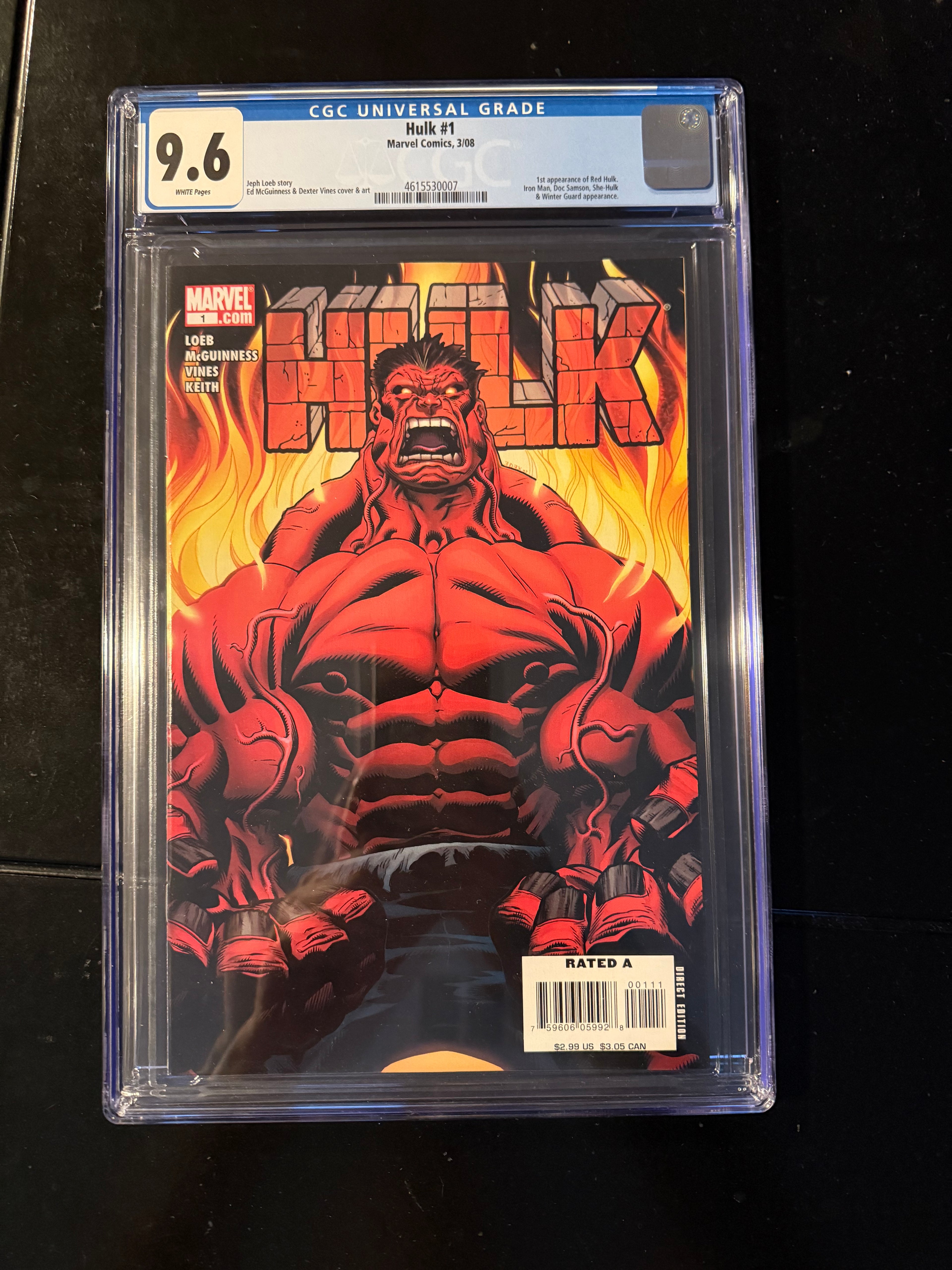 Hulk #1 (Marvel, Mar 2008) — CGC 9.6 Universal — 1st Red Hulk — Loeb/McGuinness