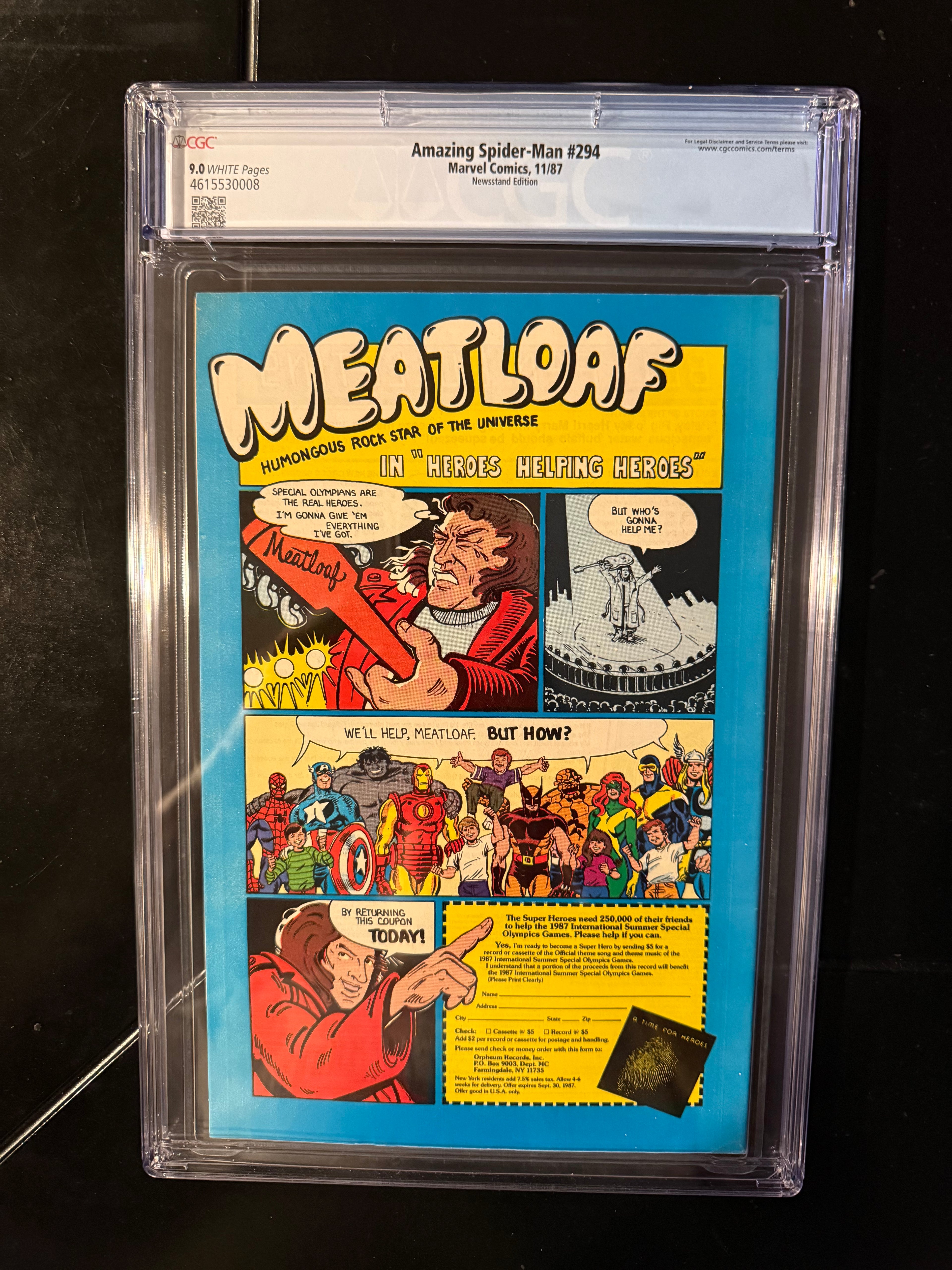 Amazing Spider-Man #294 (Marvel, Nov 1987) — CGC 9.0 Universal — Newsstand — “Death” of Kraven