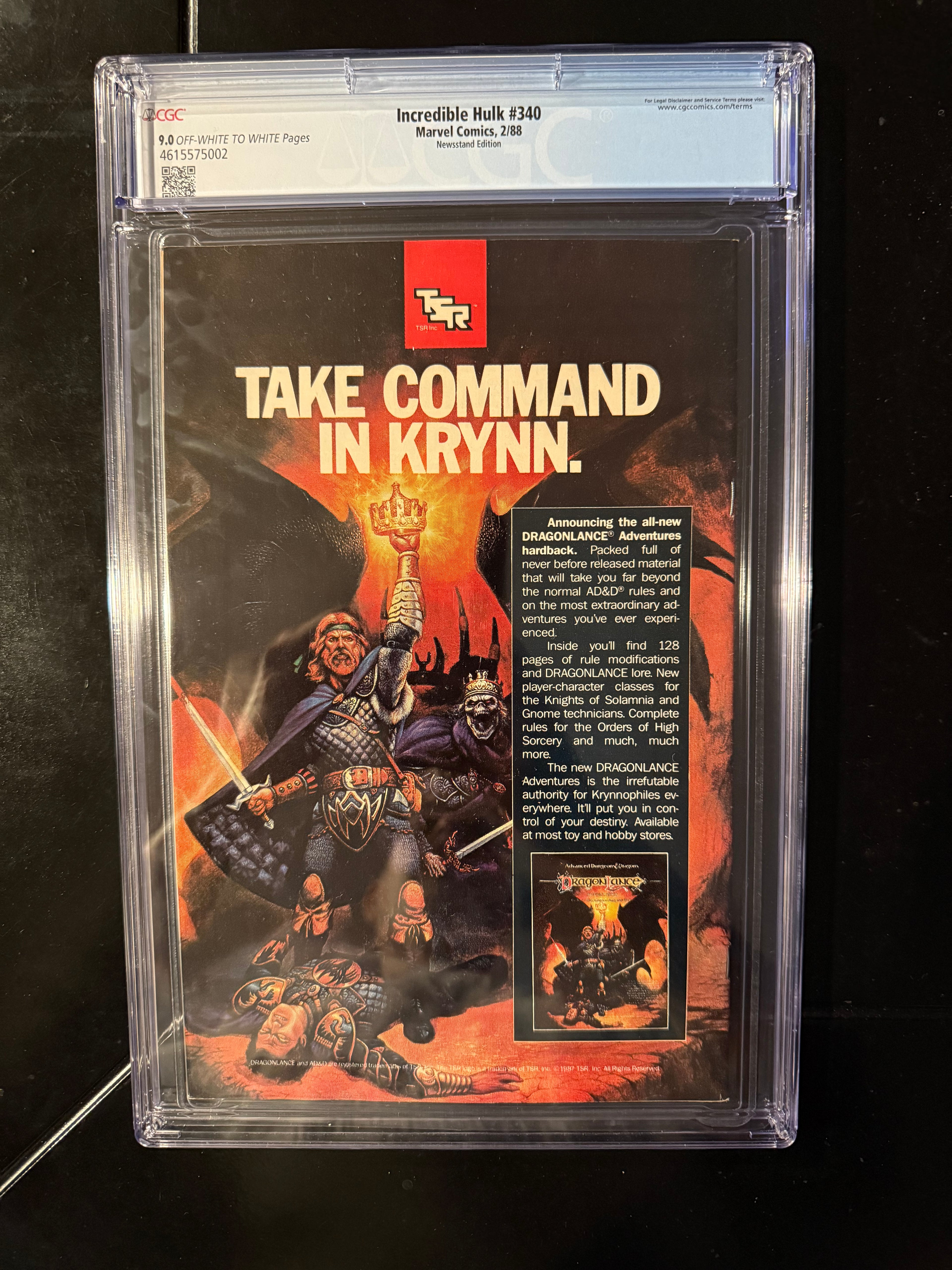 Incredible Hulk #340 CGC 9.0 NewsStand - Wolverine Todd McFarland Cover Marvel 1988