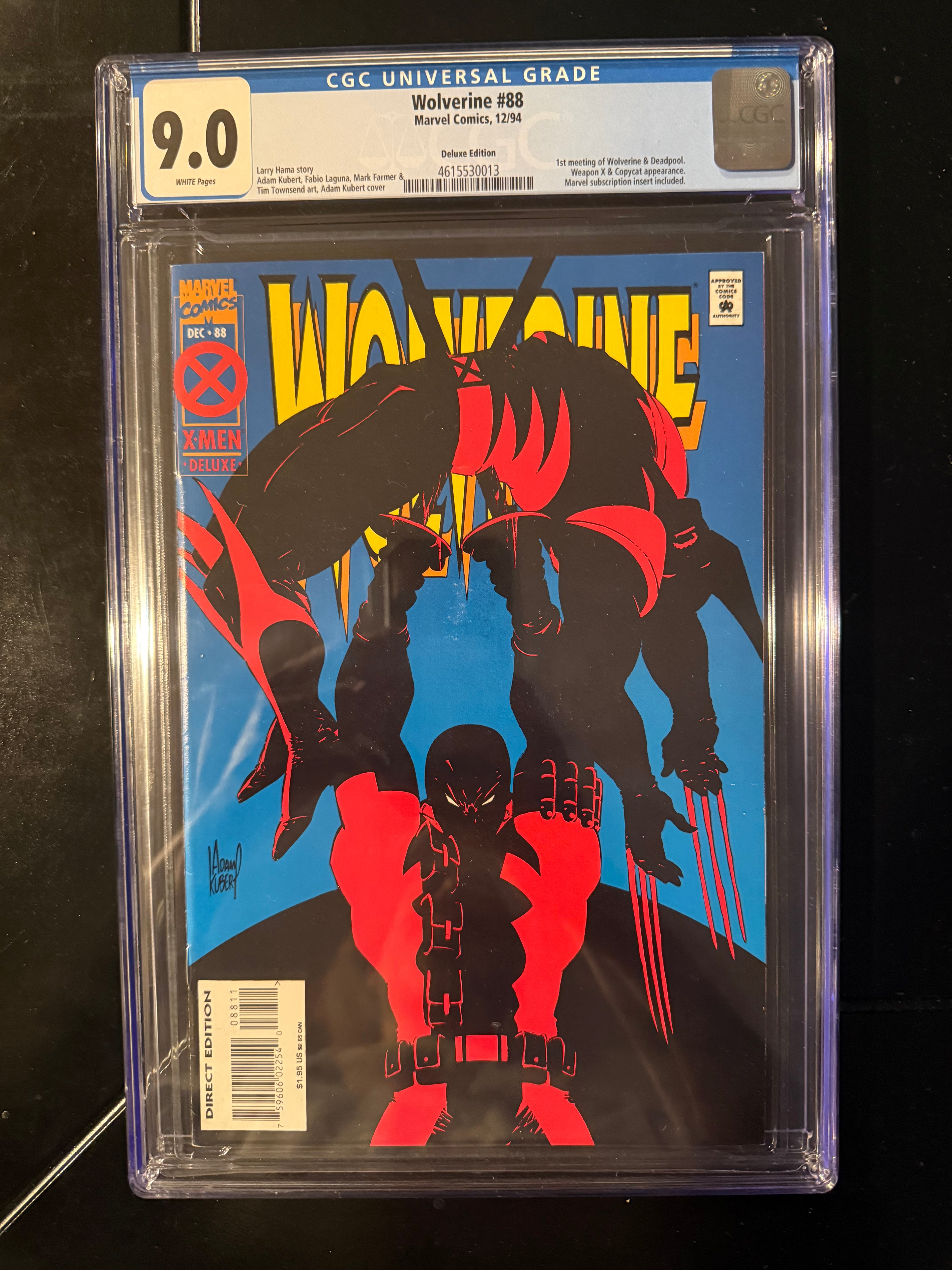 Wolverine #88 (Marvel, Dec 1994) Direct Edition — CGC 9.0 Universal — 1st Wolverine/Deadpool Meeting