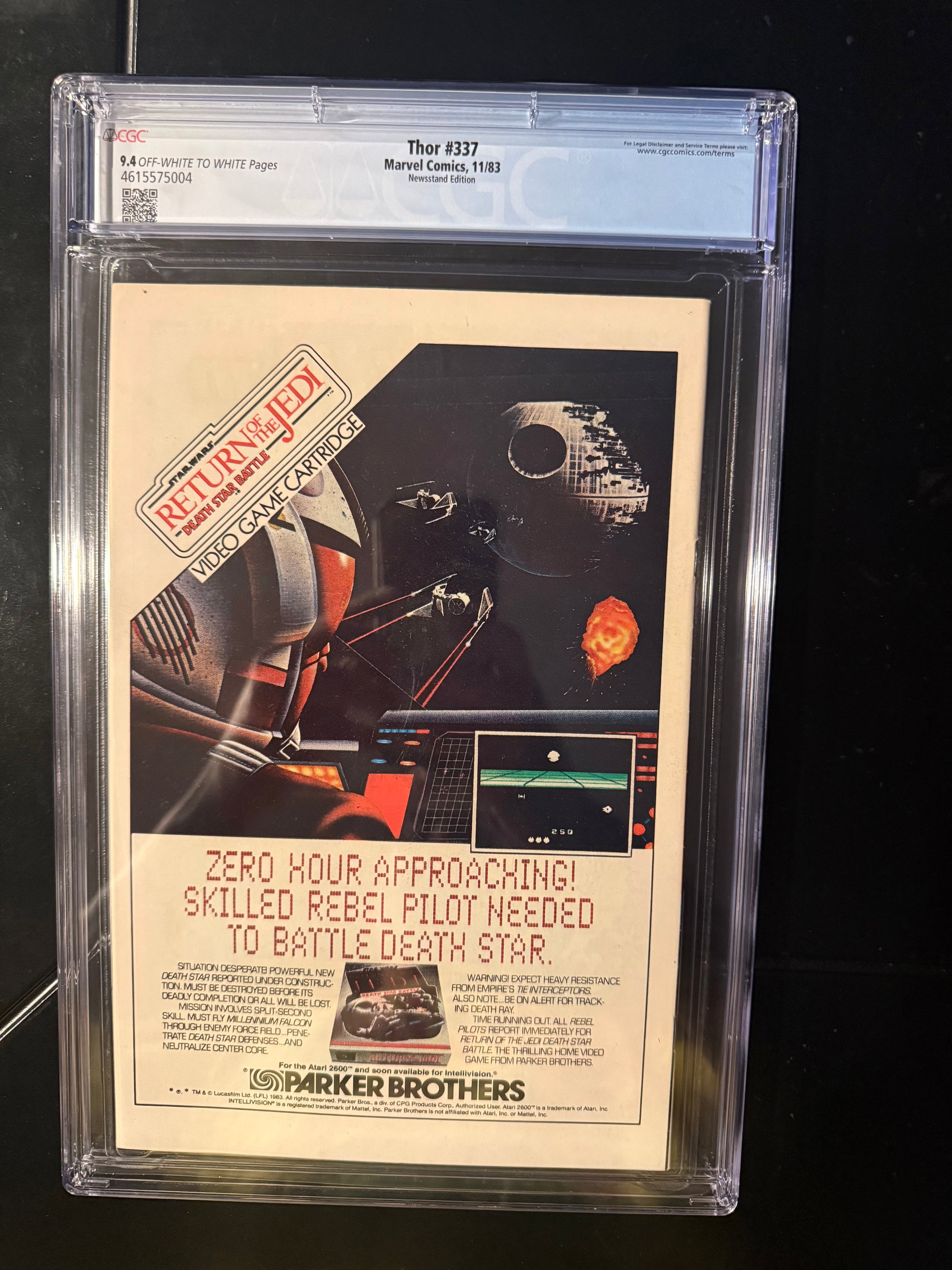 Thor #337 (Marvel, Nov 1983) — CGC 9.4 Universal (OW/W) — Newsstand — 1st Beta Ray Bill