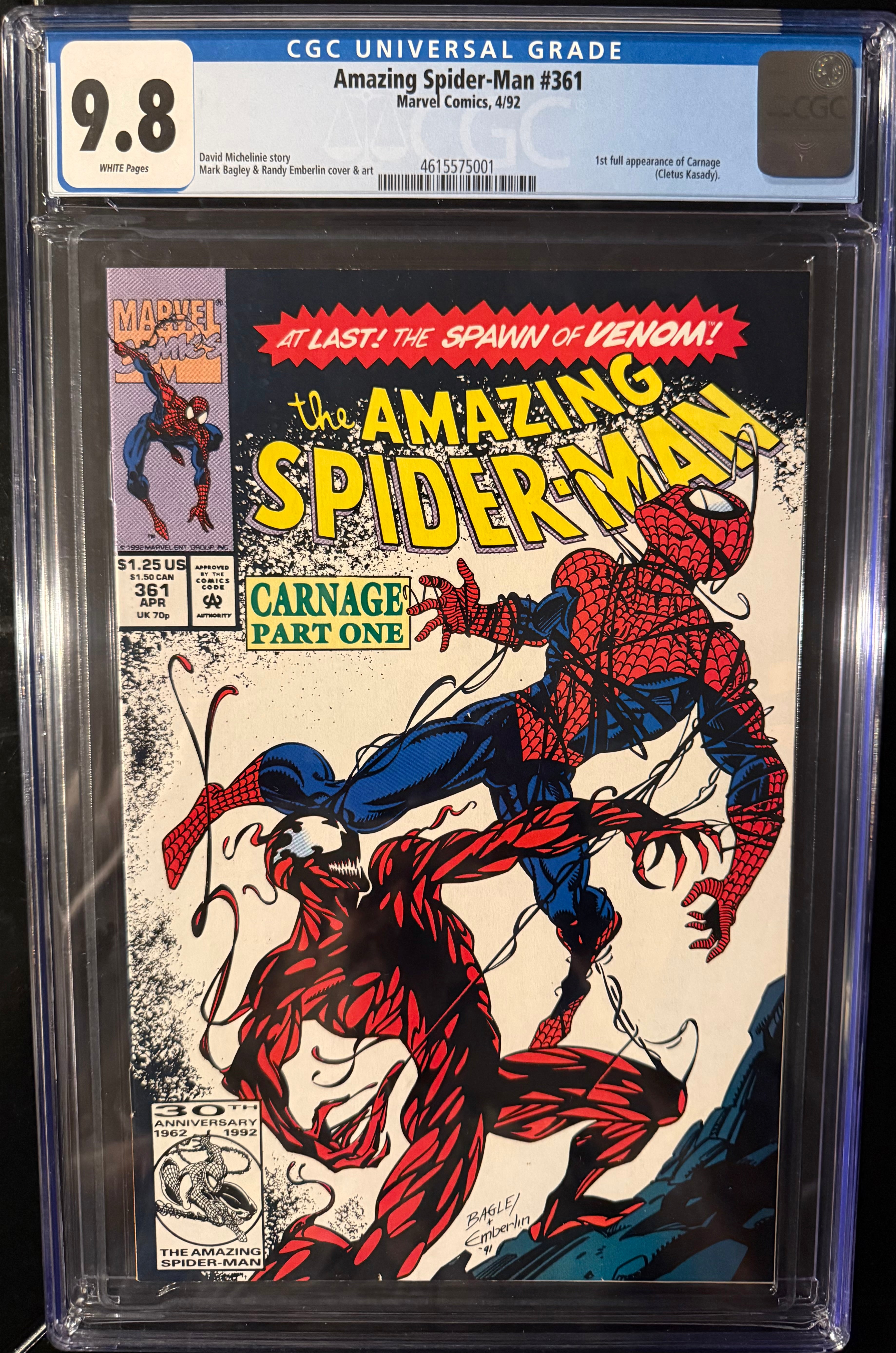 Amazing Spider-Man #361 CGC 9.8 White Pages – 1st Full Appearance of Carnage (1992)