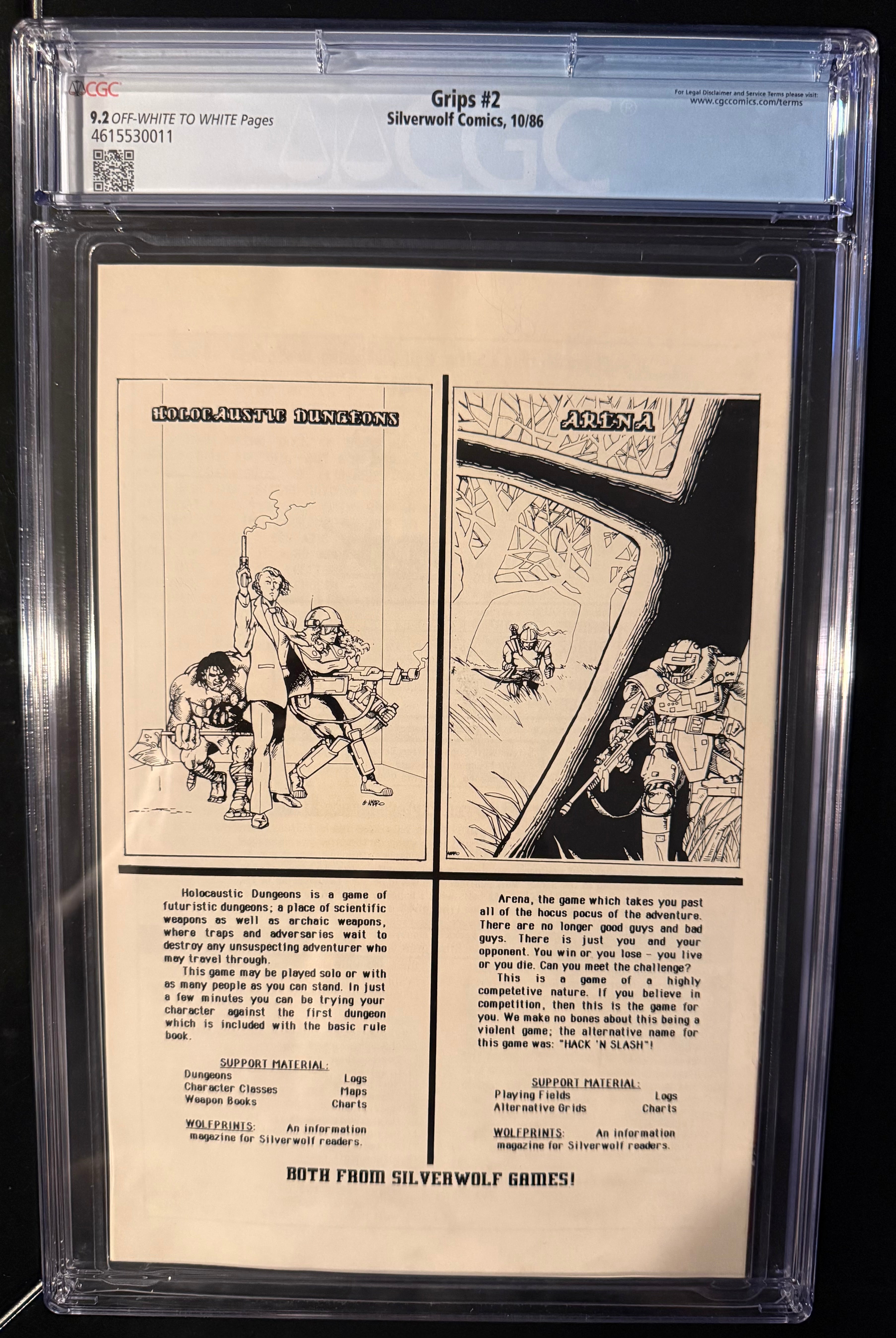 Grips #2 CGC 9.2 (1986) – Tim Vigil Cover & Art | Silverwolf Comics