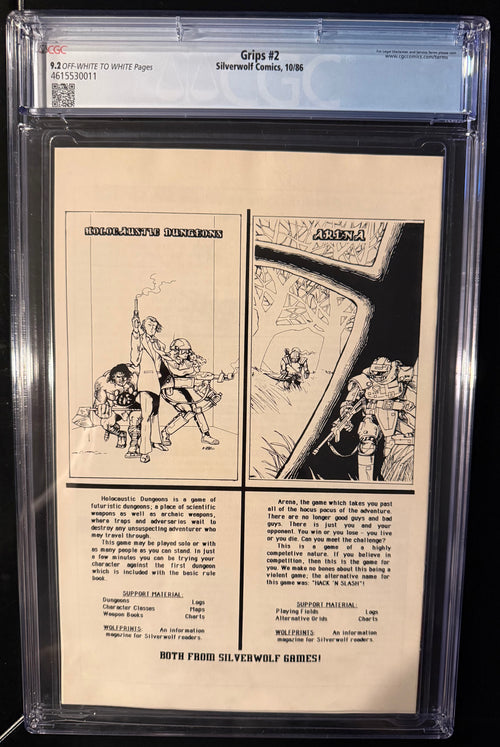 Grips #2 CGC 9.2 (1986) – Tim Vigil Cover & Art | Silverwolf Comics