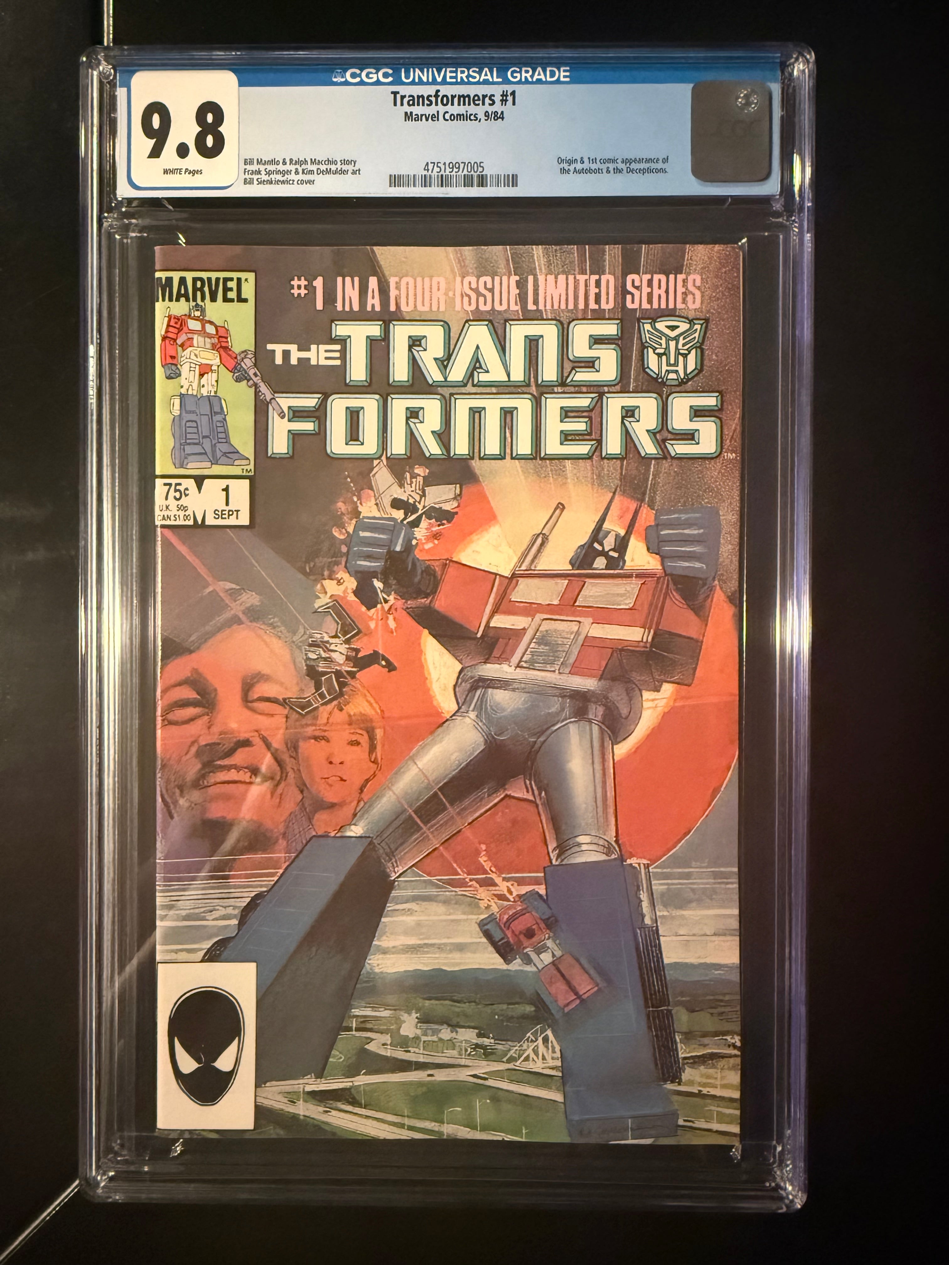 Transformers #1 CGC 9.8 White Pages (Marvel 1984) – 1st Comic Appearance of the Autobots & Decepticons