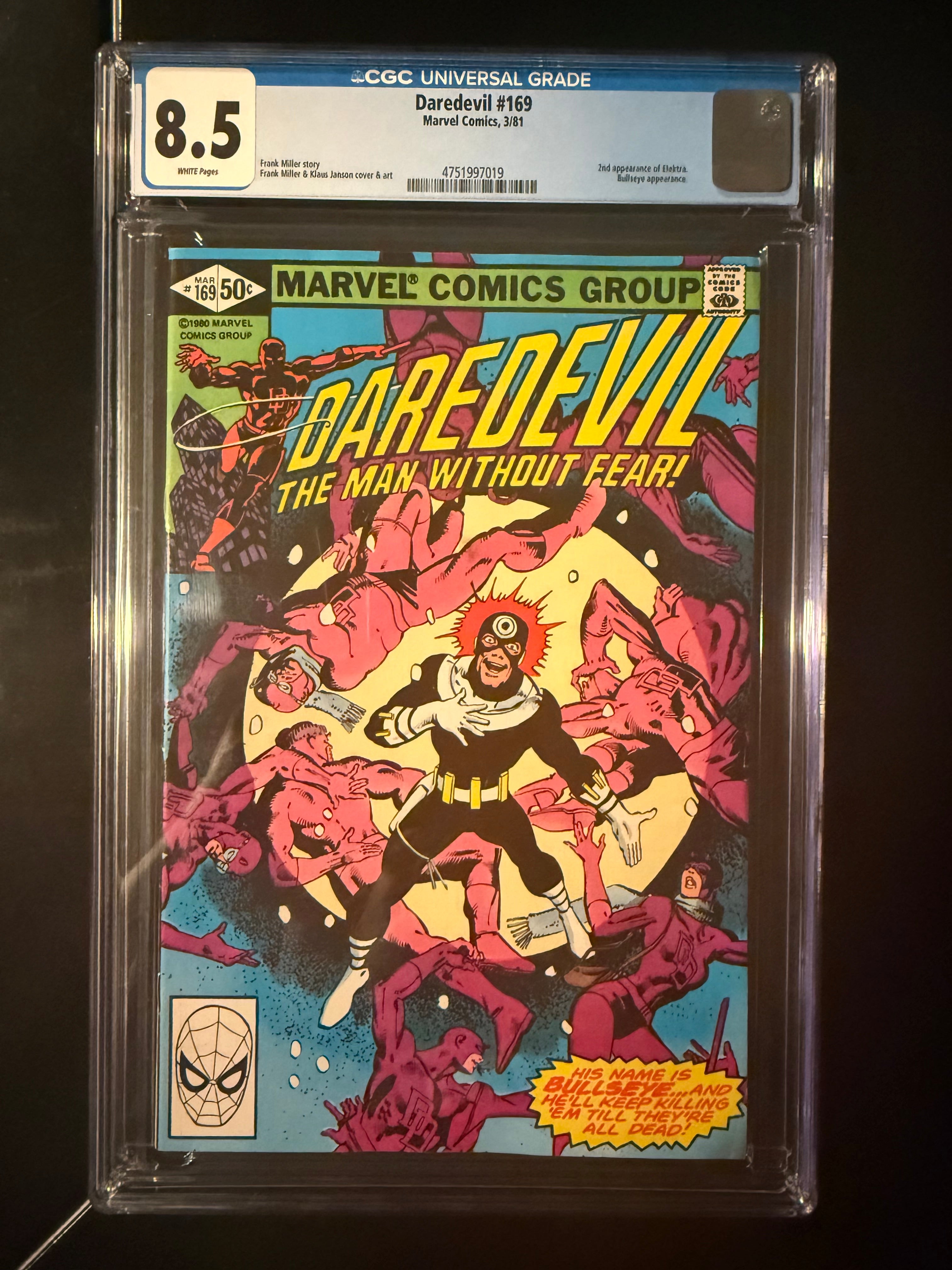 Daredevil #169 CGC 8.5 White Pages | 2nd Appearance of Elektra | Bullseye Appearance | Frank Miller