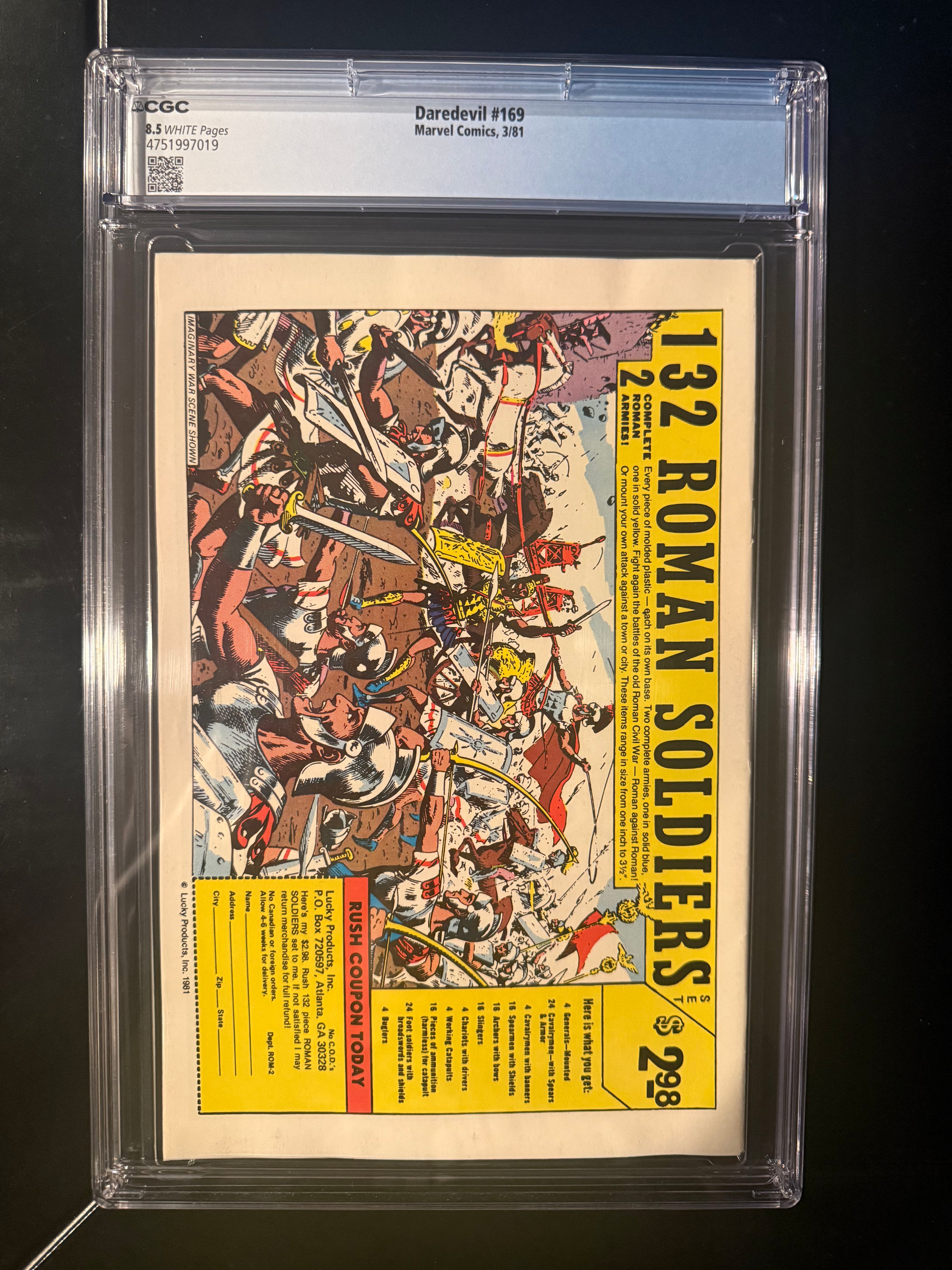 Daredevil #169 CGC 8.5 White Pages | 2nd Appearance of Elektra | Bullseye Appearance | Frank Miller