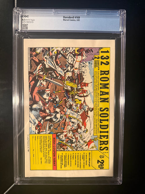 Daredevil #169 CGC 8.5 White Pages | 2nd Appearance of Elektra | Bullseye Appearance | Frank Miller
