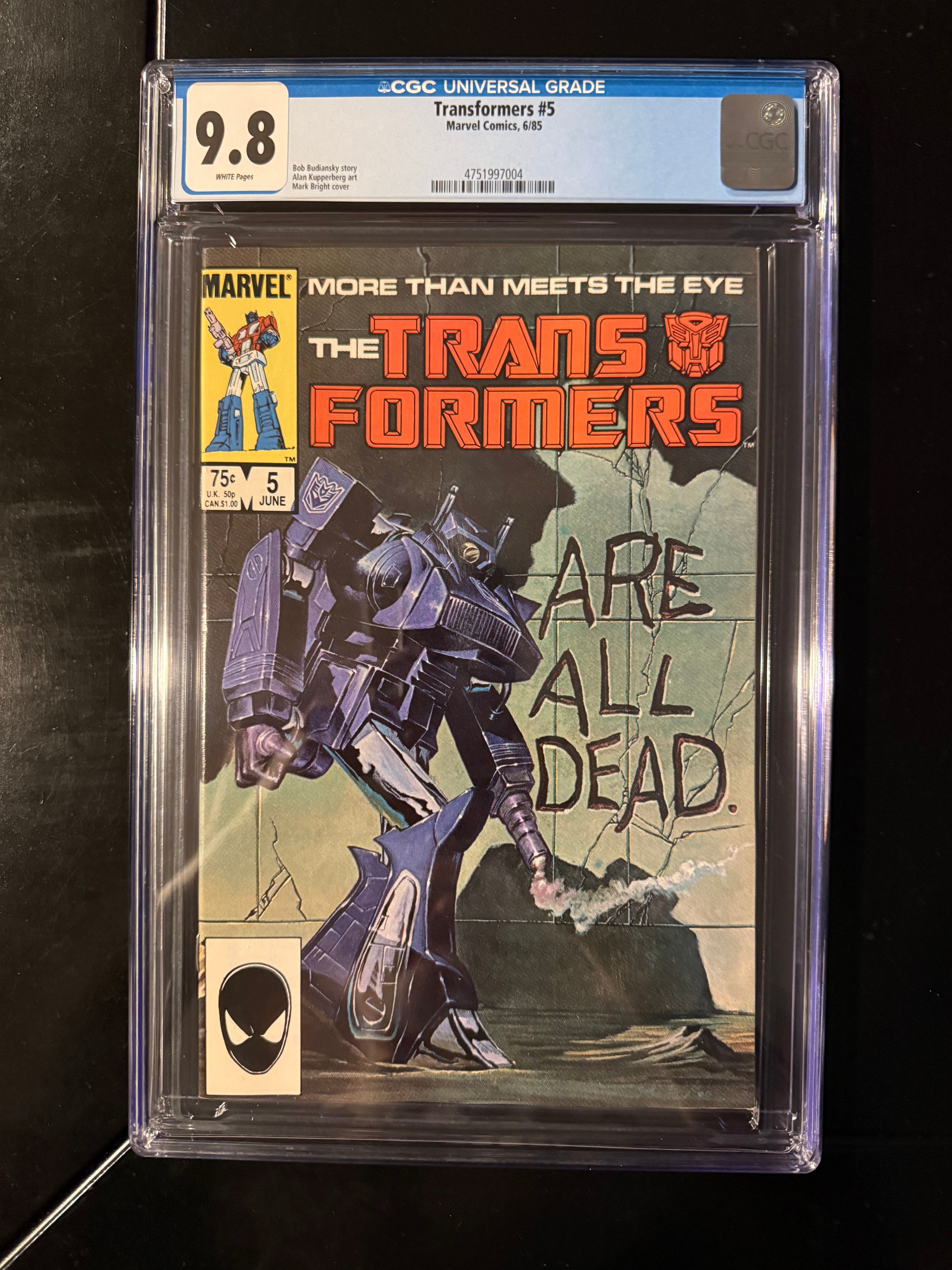 Transformers #5 CGC 9.8 White Pages | Marvel Comics | Classic 1985 Cover | Bob Budiansky