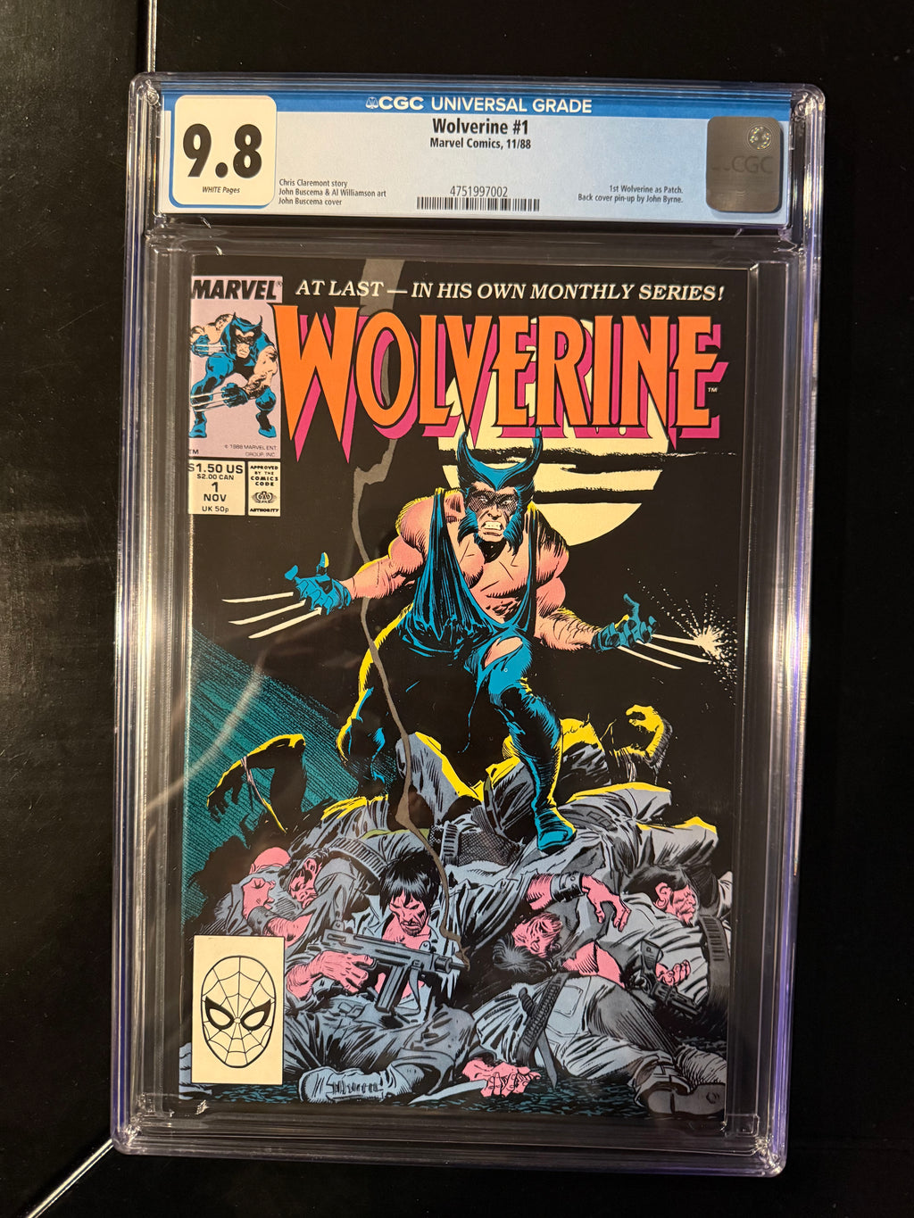 Wolverine #1 CGC 9.8 White Pages | 1st Wolverine as Patch | Marvel Comics (1988)