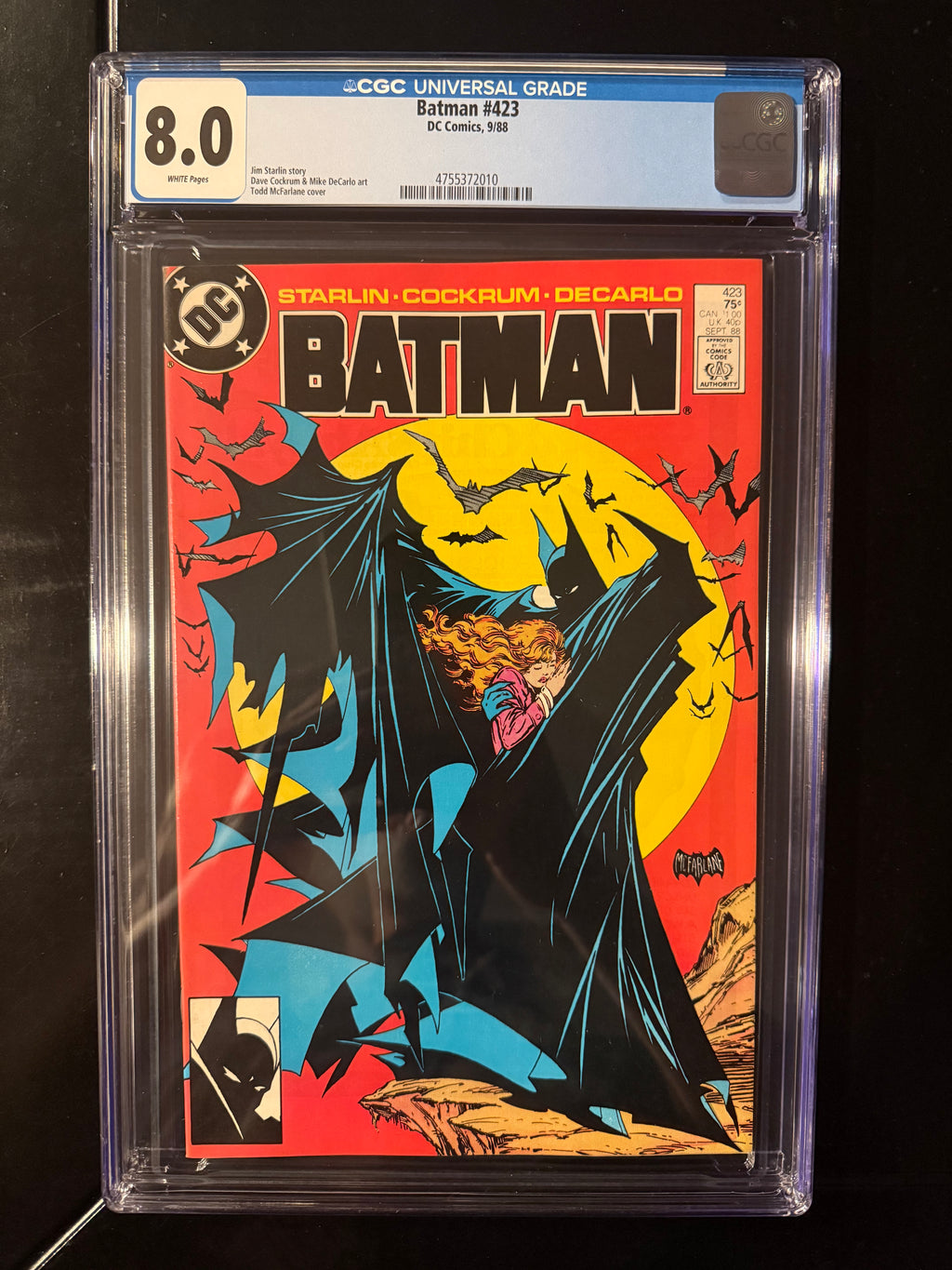CGC 8.0 White Pages – Batman #423 (1988) – Todd McFarlane Classic Cover