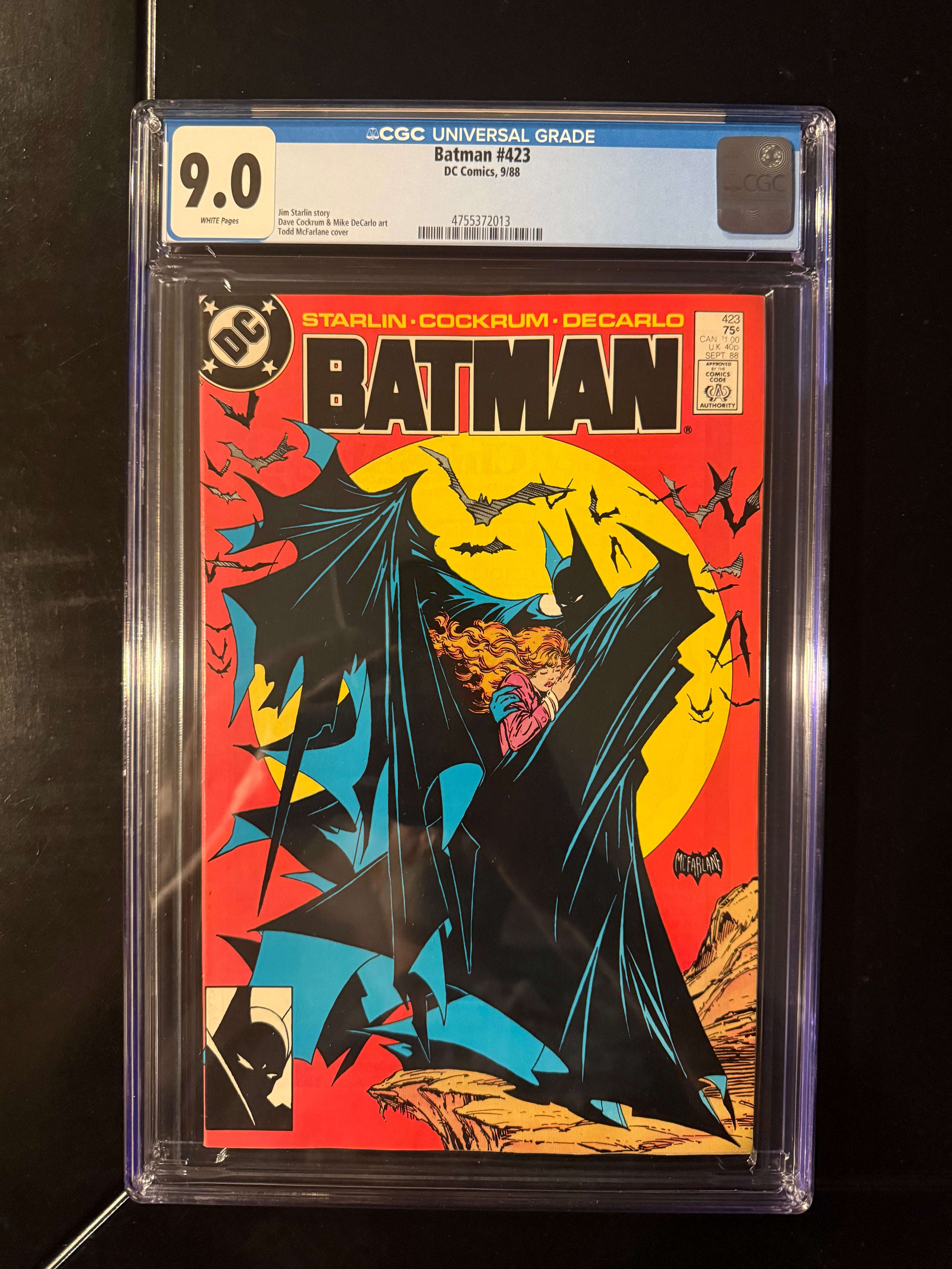 CGC 9.0 White Pages – Batman #423 (1988) – Todd McFarlane Classic Cover