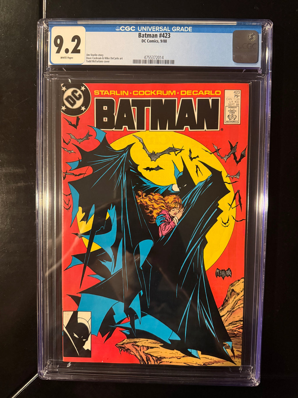 CGC 9.2 White Pages – Batman #423 (1988) – Todd McFarlane Classic Cover