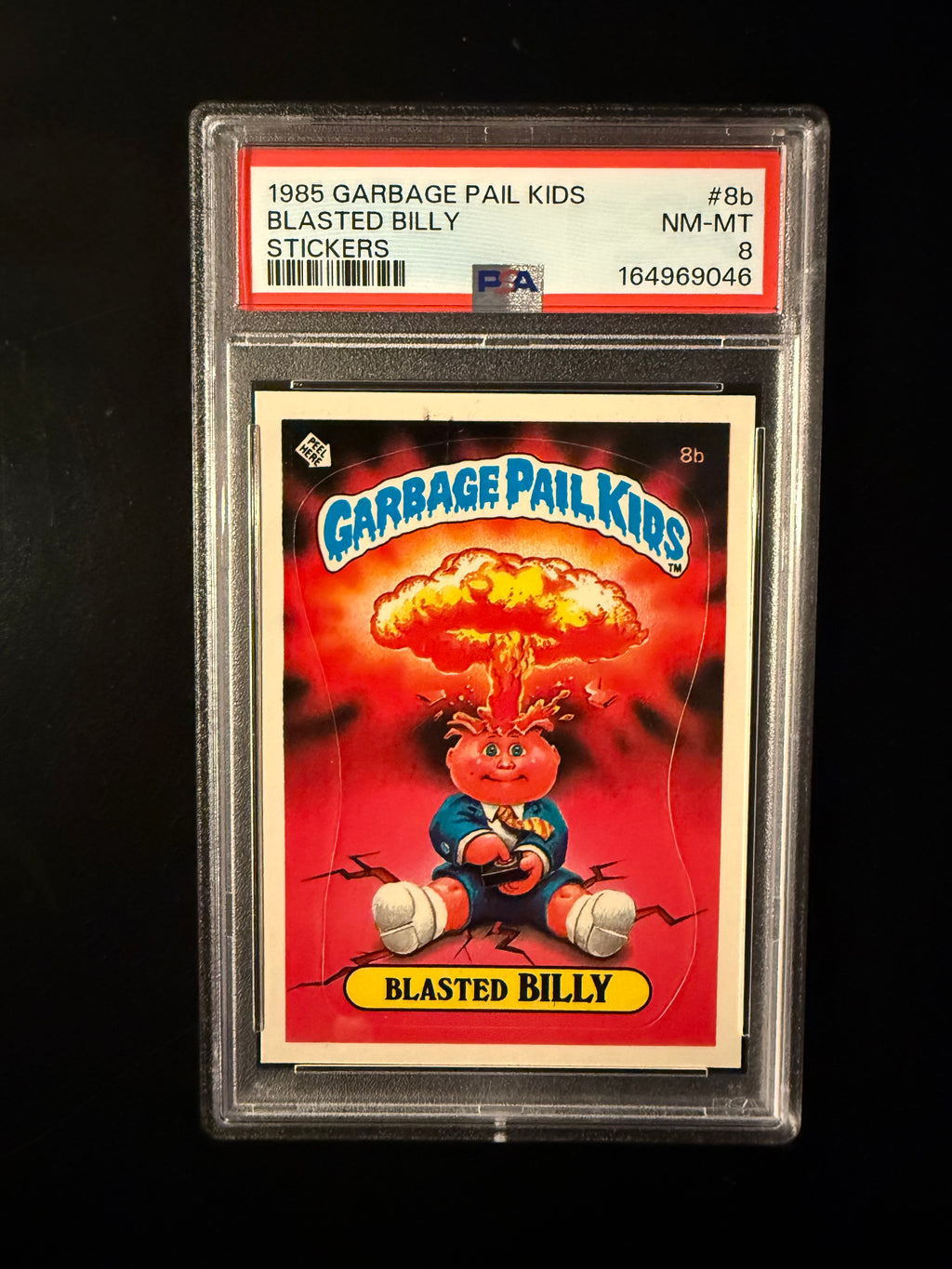 1985 Garbage Pail Kids #8b Blasted Billy – PSA 8 NM-MT – Series 1 Original Sticker