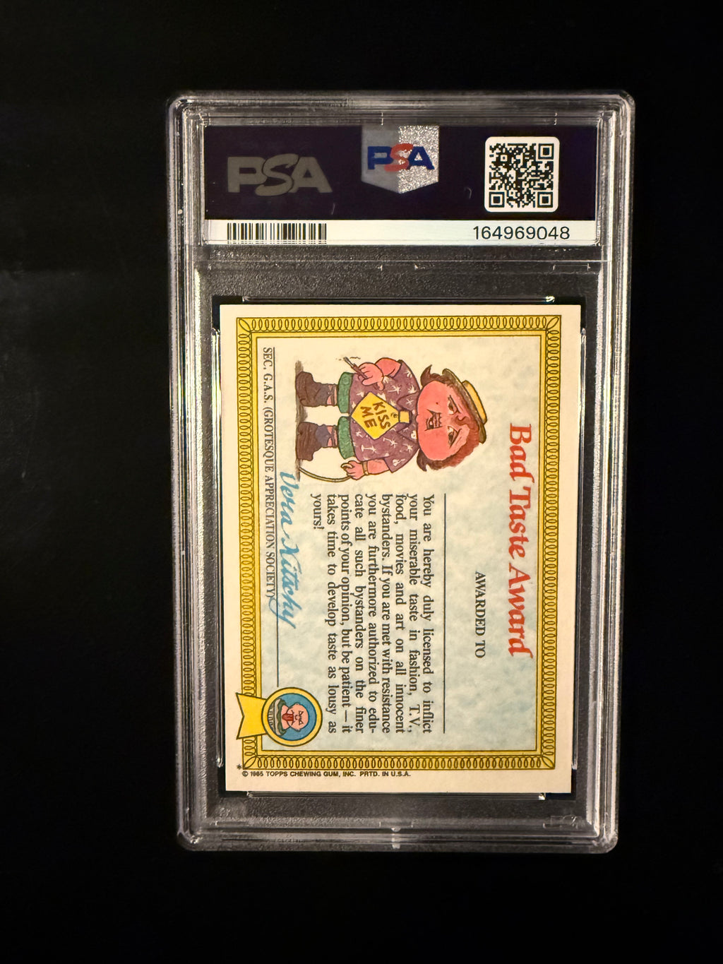 1985 Garbage Pail Kids #9a Boozin’ Bruce – PSA 9 Mint – Series 1 Original Sticker