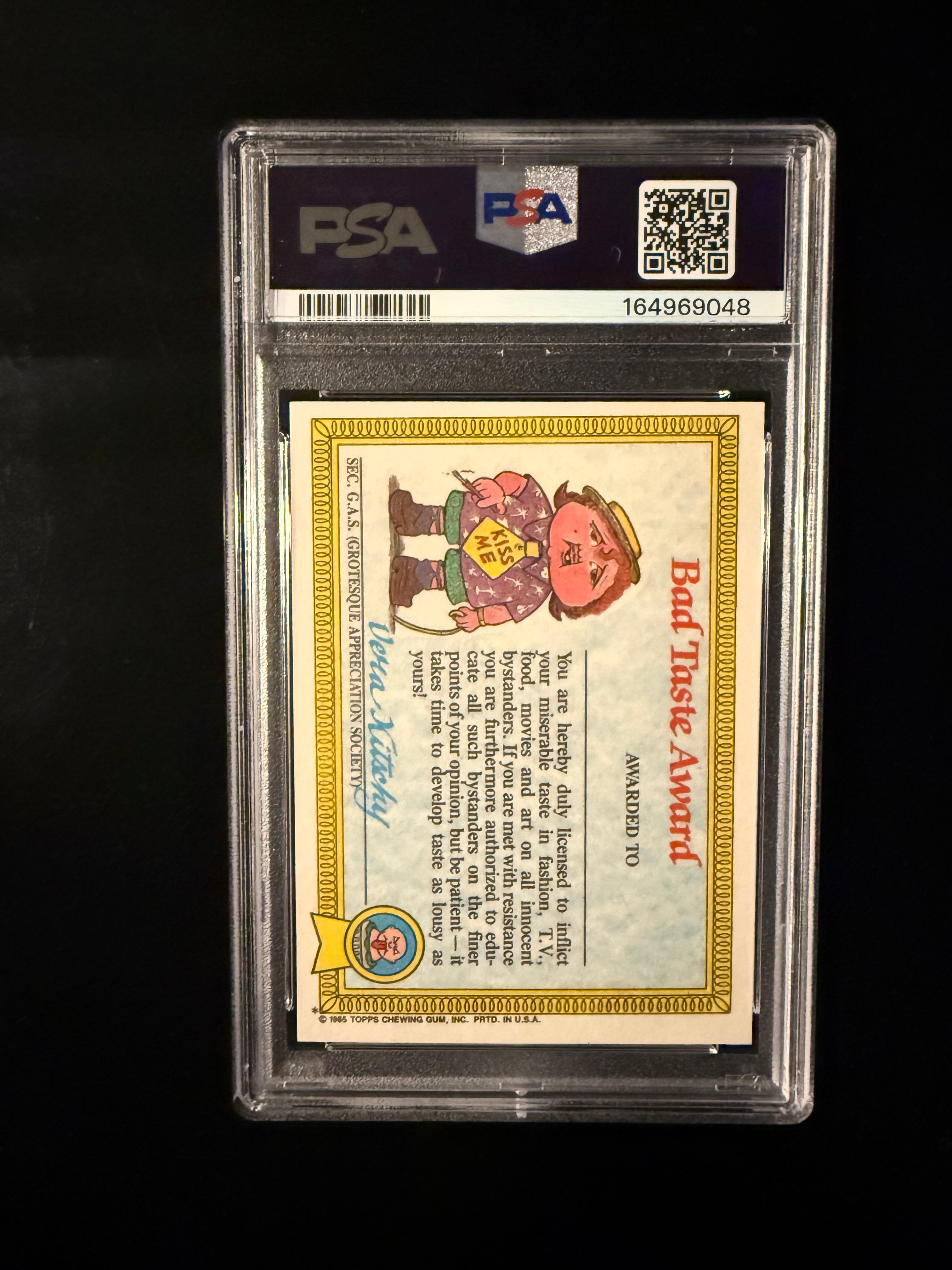 1985 Garbage Pail Kids #9a Boozin’ Bruce – PSA 9 Mint – Series 1 Original Sticker