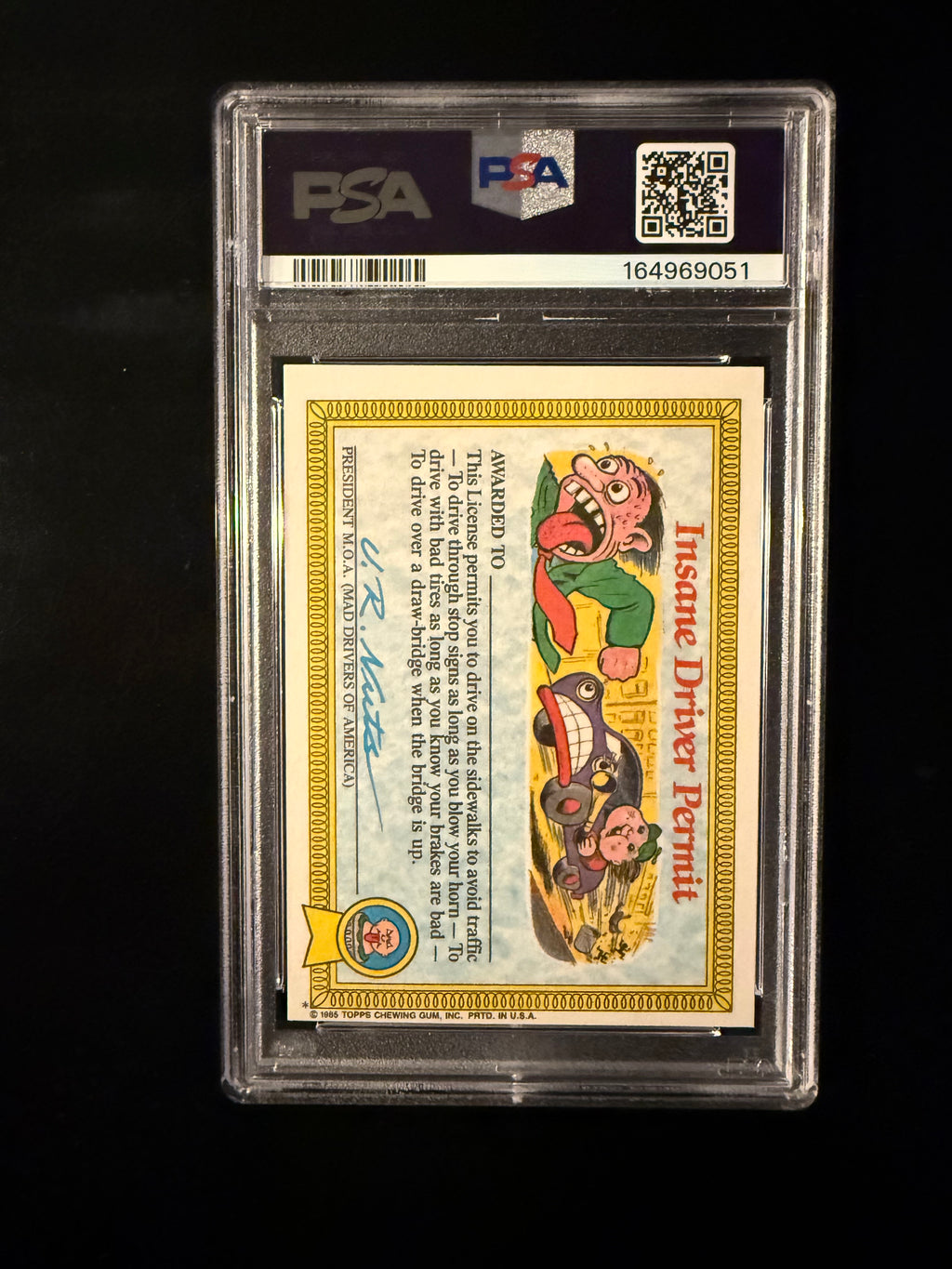 1985 Garbage Pail Kids #18a Cranky Frankie – PSA 9 Mint