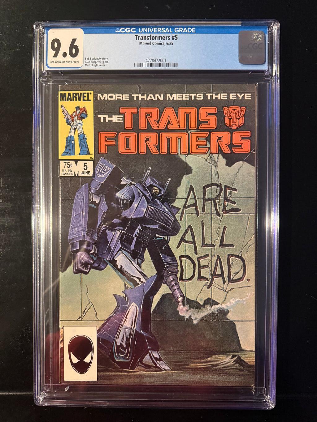 Transformers #5 CGC 9.6 1985 Marvel Comics Shockwave Mark Bright Cover