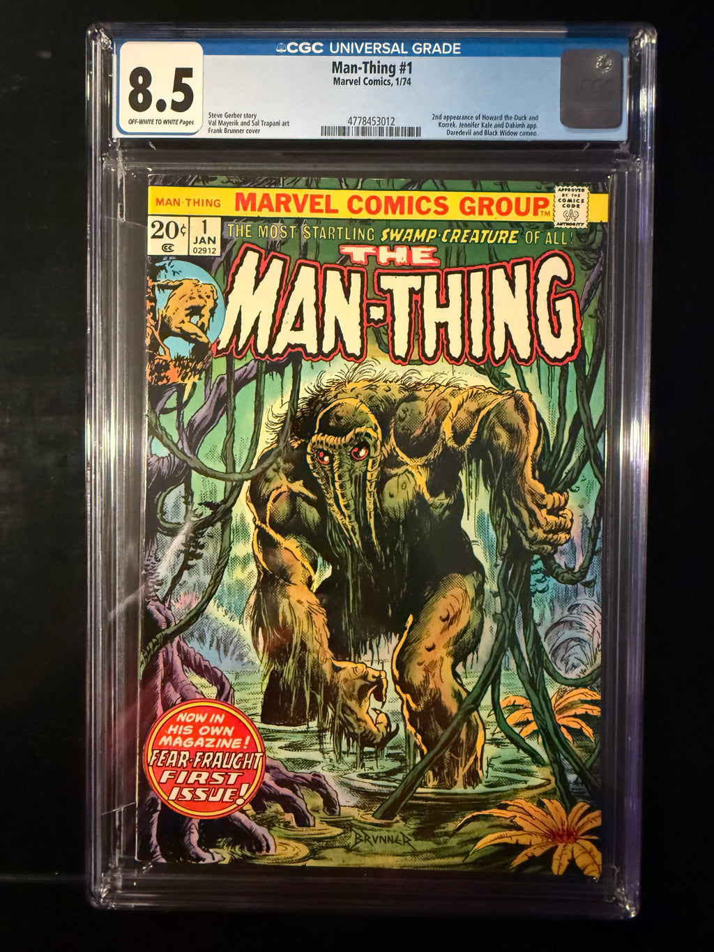 Man-Thing #1 CGC 8.5 1974 Marvel 2nd Howard the Duck Frank Brunner Cover
