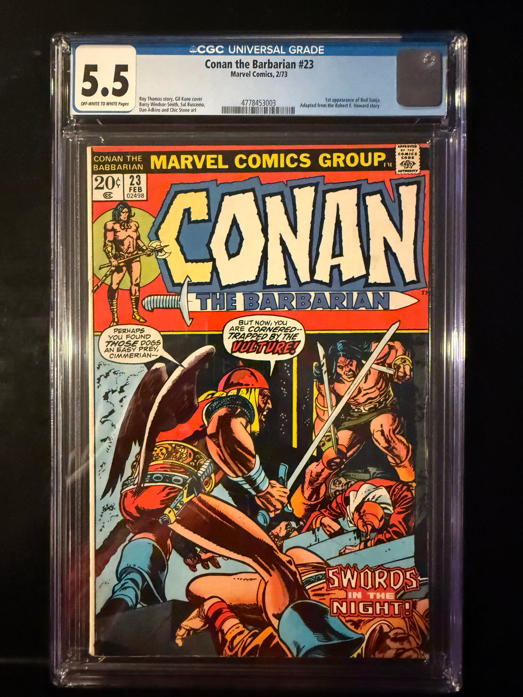 Conan the Barbarian #23 CGC 5.5 1973 Marvel 1st Red Sonja Gil Kane Cover