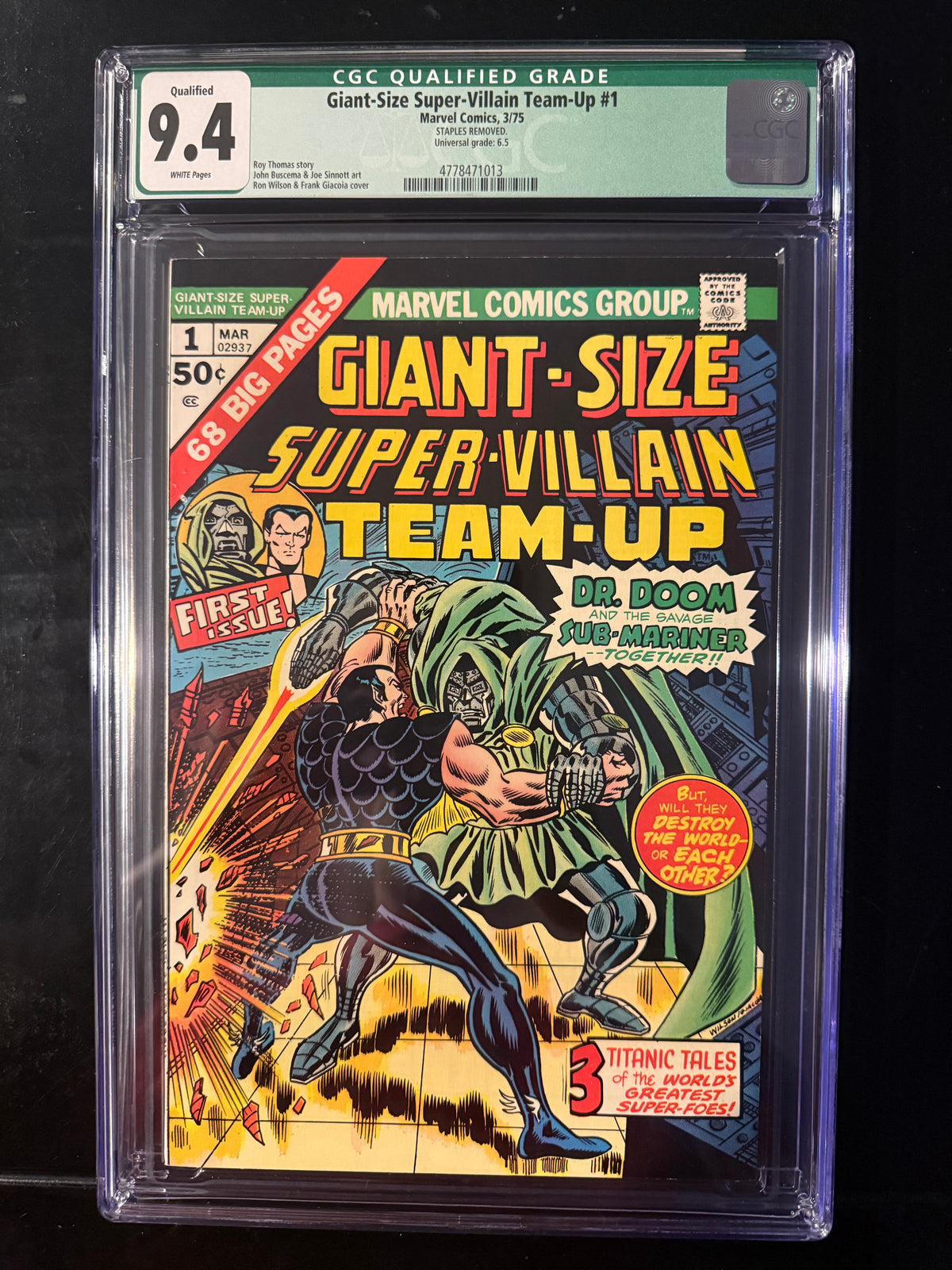 Giant-Size Super-Villain Team-Up #1 CGC 9.4 Qualified Staples Removed 1975