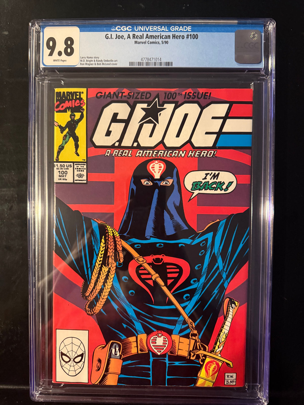 G.I. Joe #100 CGC 9.8 White Pages 1990 Marvel Cobra Commander Larry Hama