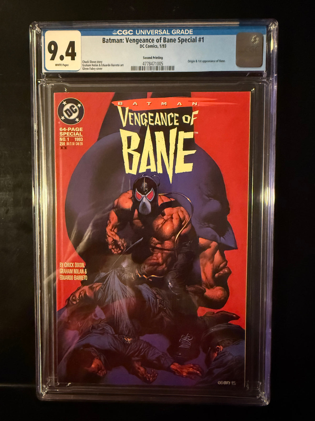 Batman Vengeance of Bane #1 CGC 9.4 2nd Print 1993 White Pages 1st Bane
