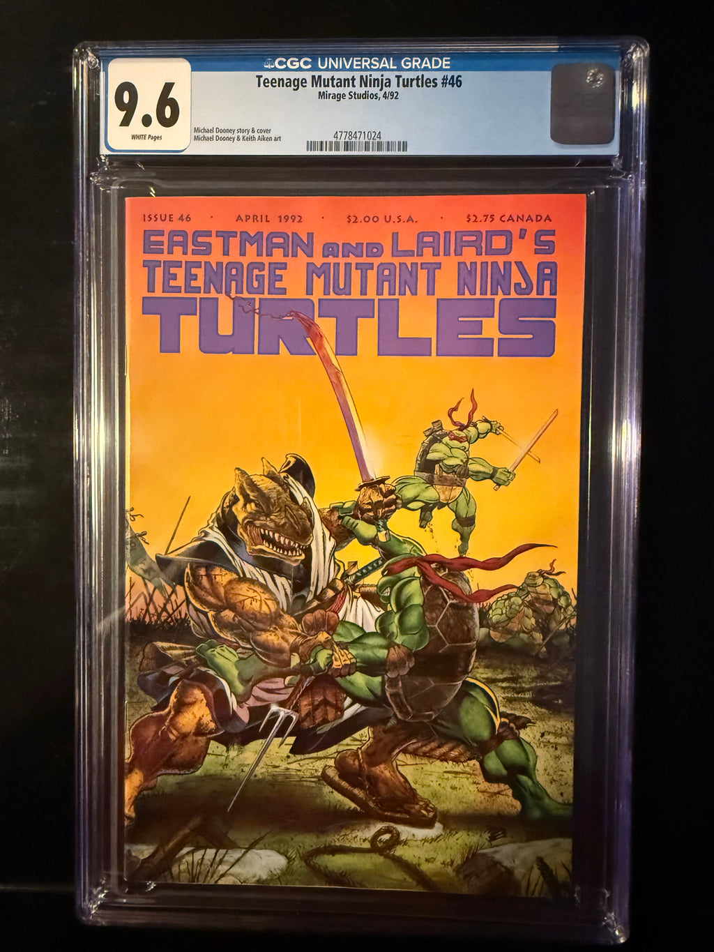 Teenage Mutant Ninja Turtles #46 CGC 9.6 White Pages 1992 Mirage TMNT Dooney