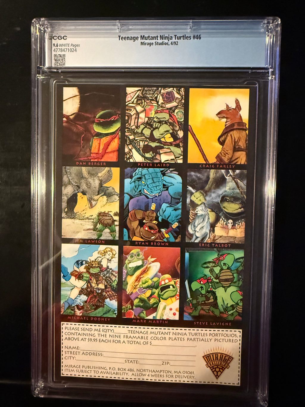 Teenage Mutant Ninja Turtles #46 CGC 9.6 White Pages 1992 Mirage TMNT Dooney