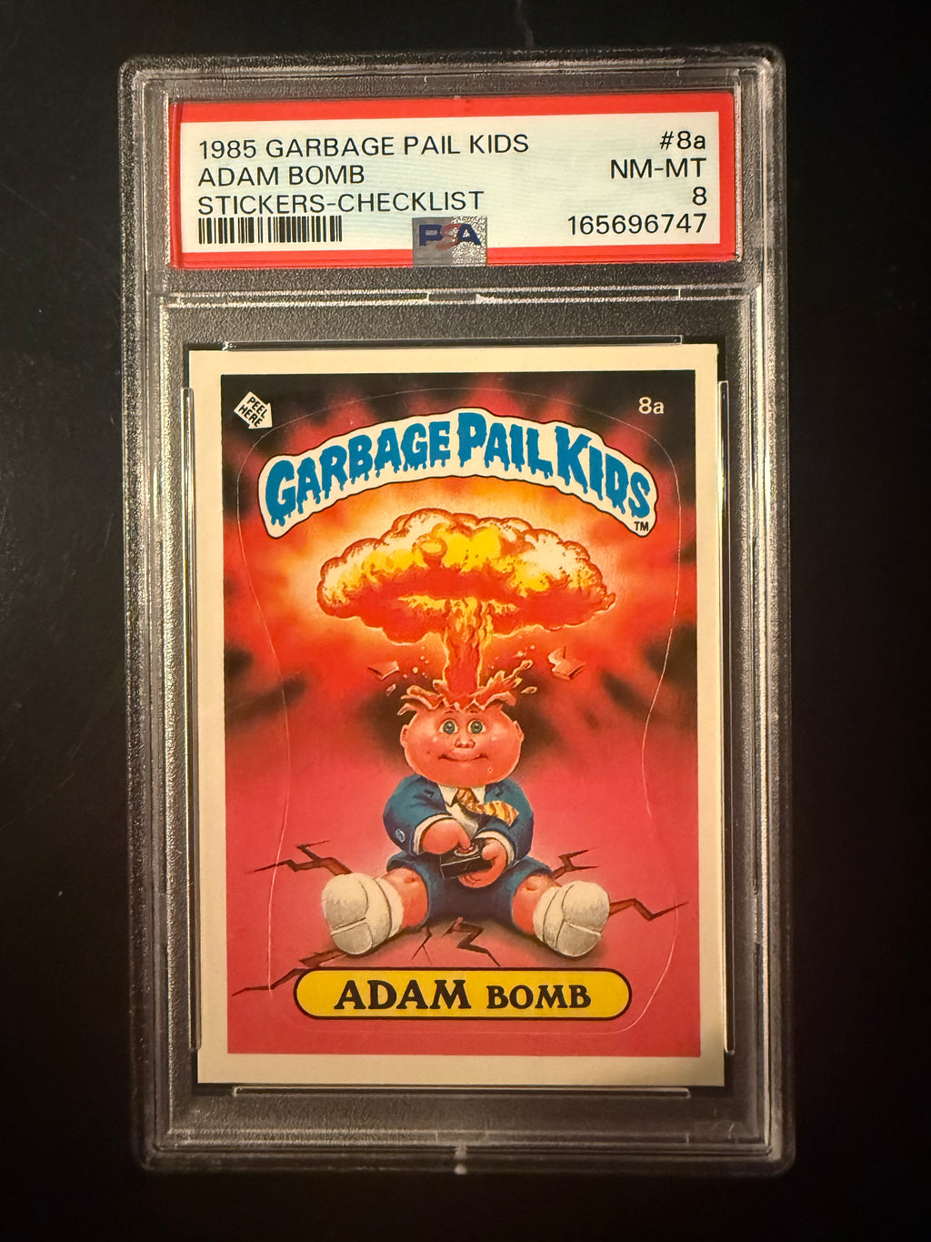 1985 Garbage Pail Kids Adam Bomb #8a PSA 8 Checklist Back Original Series 1